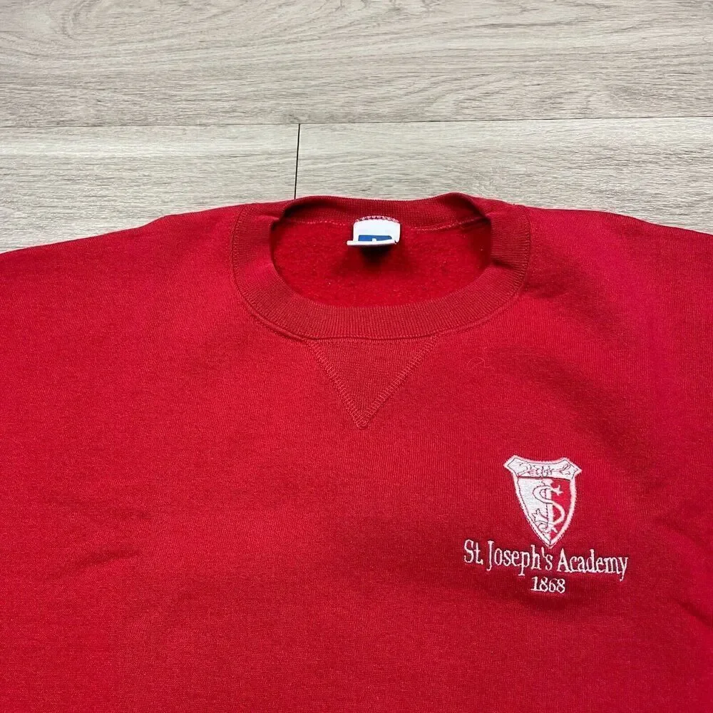 Vintage Sweatshirt Mens Large Red 90s Russell Athletic St Josephs Academy
